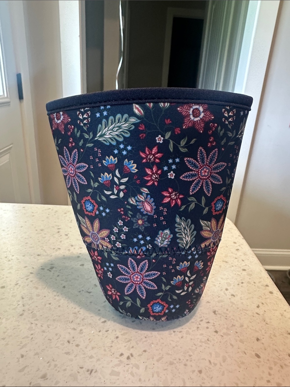Floral Navy Decorative Coosie - Navy Floral  Accent